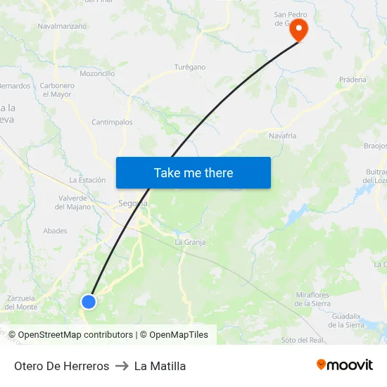 Otero De Herreros to La Matilla map