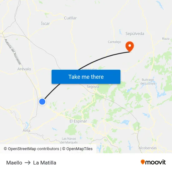 Maello to La Matilla map
