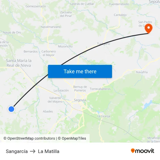 Sangarcía to La Matilla map