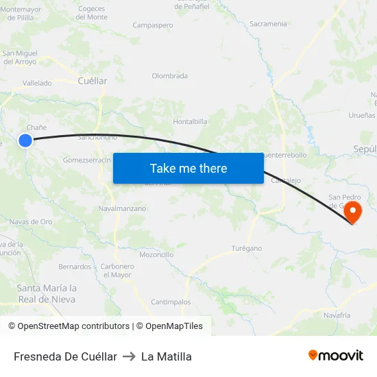 Fresneda De Cuéllar to La Matilla map
