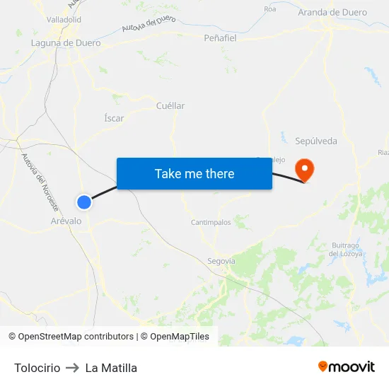 Tolocirio to La Matilla map