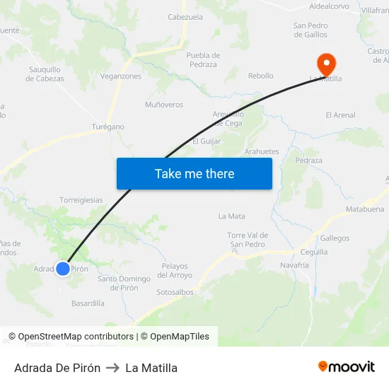 Adrada De Pirón to La Matilla map