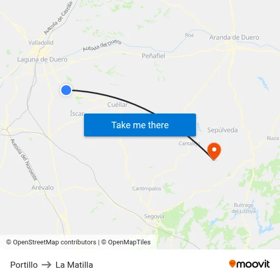 Portillo to La Matilla map