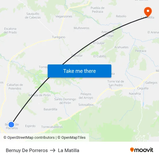 Bernuy De Porreros to La Matilla map