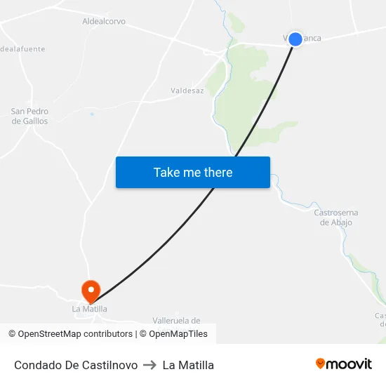 Condado De Castilnovo to La Matilla map