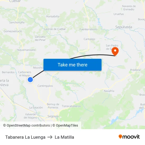 Tabanera La Luenga to La Matilla map