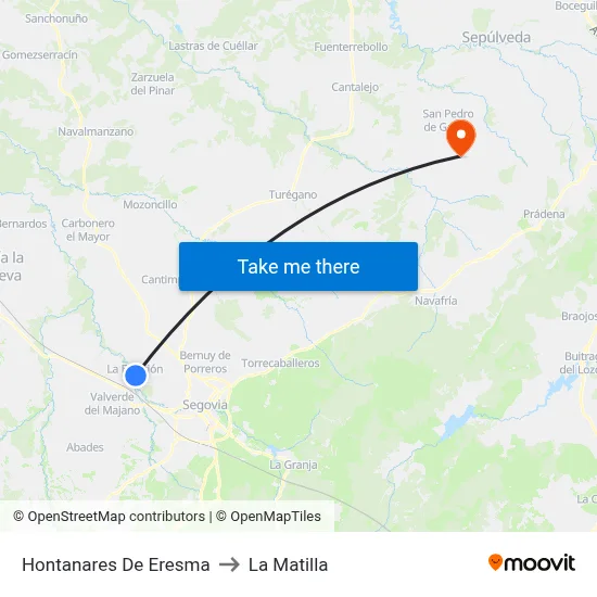 Hontanares De Eresma to La Matilla map