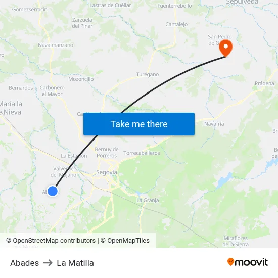 Abades to La Matilla map