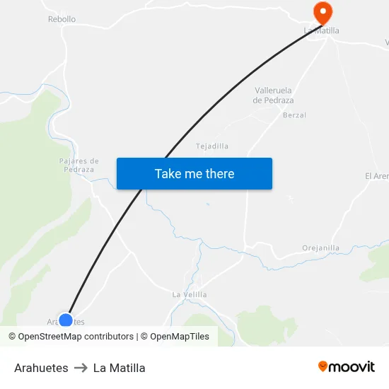 Arahuetes to La Matilla map