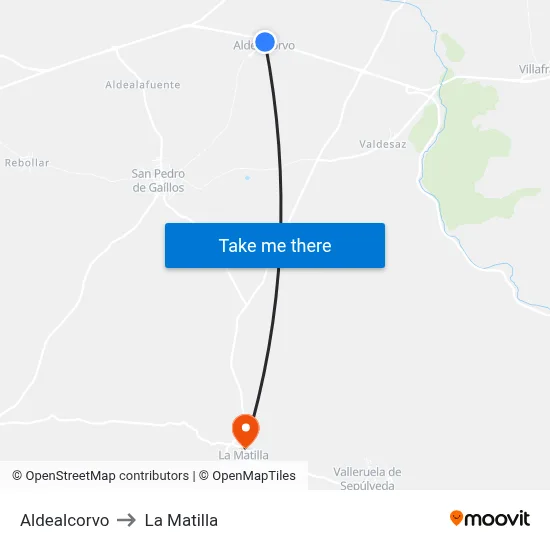 Aldealcorvo to La Matilla map