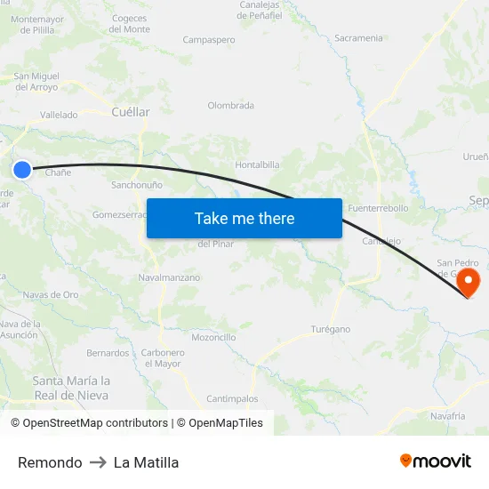 Remondo to La Matilla map