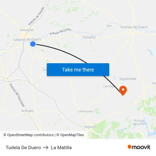 Tudela De Duero to La Matilla map