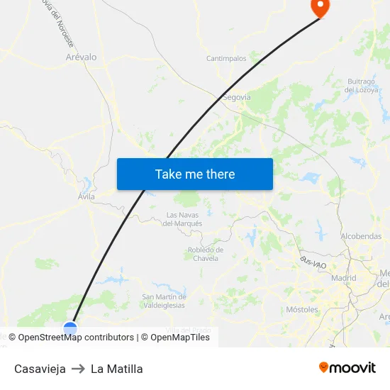 Casavieja to La Matilla map