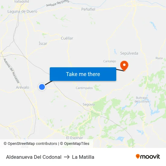 Aldeanueva Del Codonal to La Matilla map