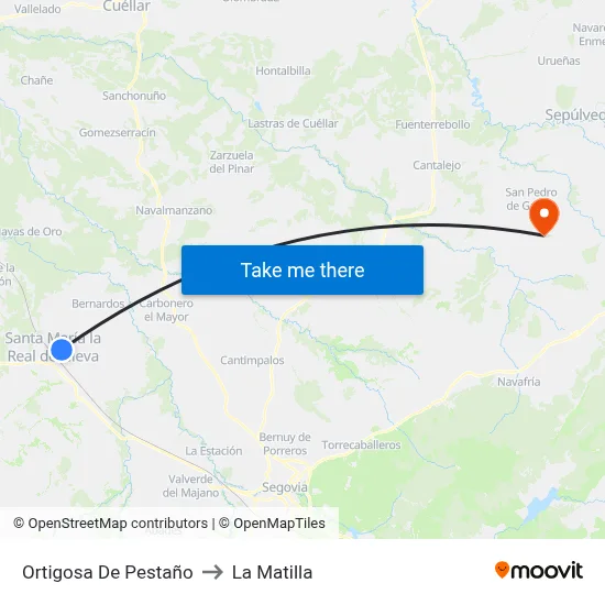 Ortigosa De Pestaño to La Matilla map
