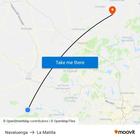 Navaluenga to La Matilla map