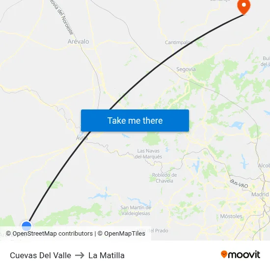 Cuevas Del Valle to La Matilla map