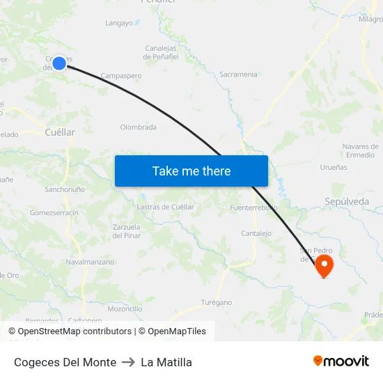 Cogeces Del Monte to La Matilla map