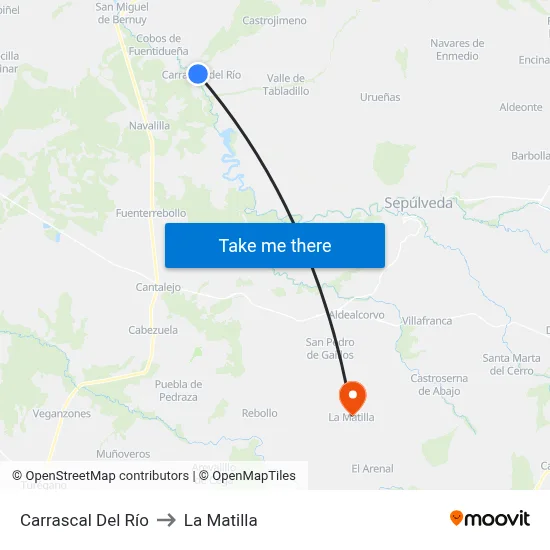 Carrascal Del Río to La Matilla map