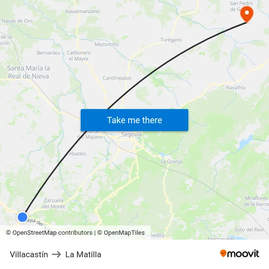 Villacastín to La Matilla map
