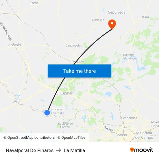Navalperal De Pinares to La Matilla map