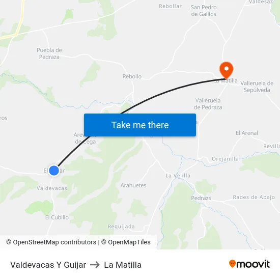 Valdevacas Y Guijar to La Matilla map