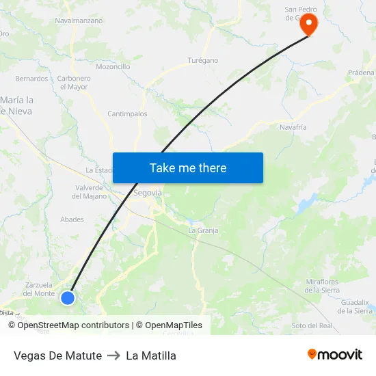 Vegas De Matute to La Matilla map