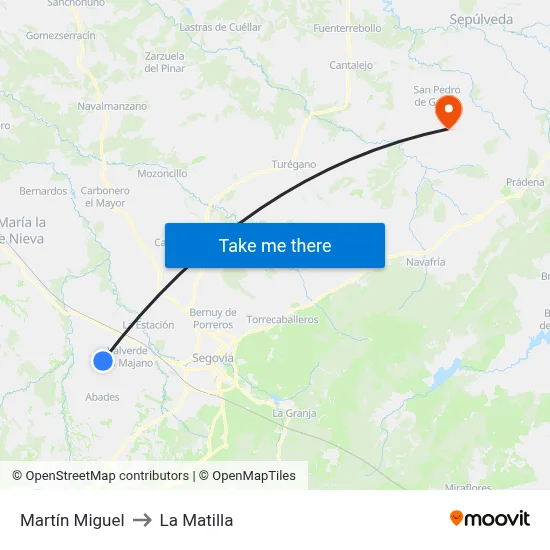 Martín Miguel to La Matilla map