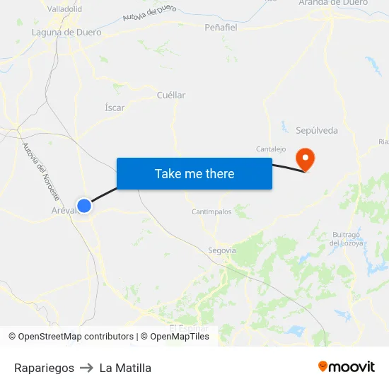Rapariegos to La Matilla map
