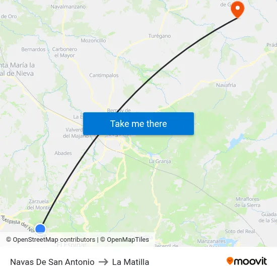 Navas De San Antonio to La Matilla map