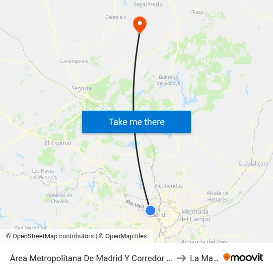 Área Metropolitana De Madrid Y Corredor Del Henares to La Matilla map