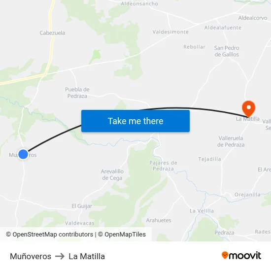 Muñoveros to La Matilla map