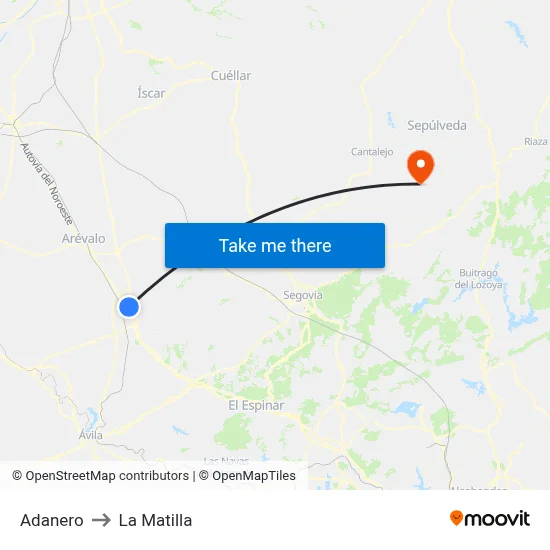 Adanero to La Matilla map