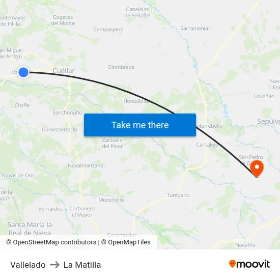 Vallelado to La Matilla map