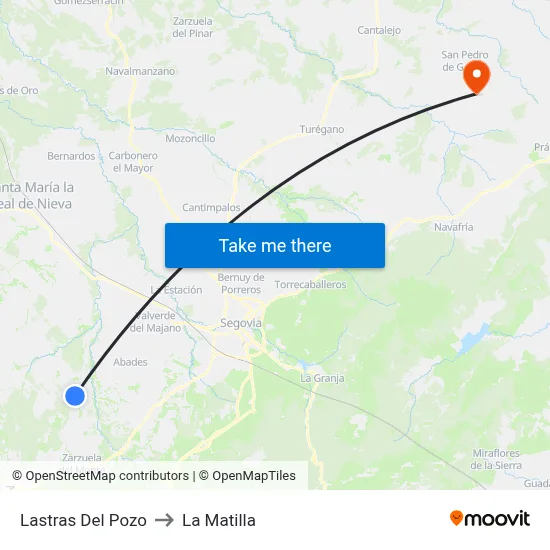 Lastras Del Pozo to La Matilla map