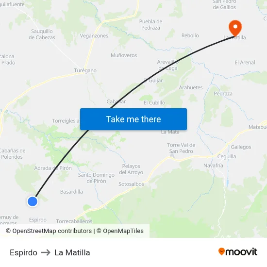 Espirdo to La Matilla map