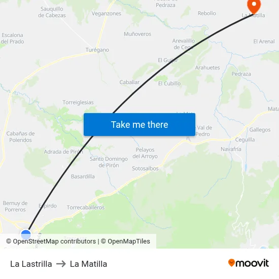 La Lastrilla to La Matilla map