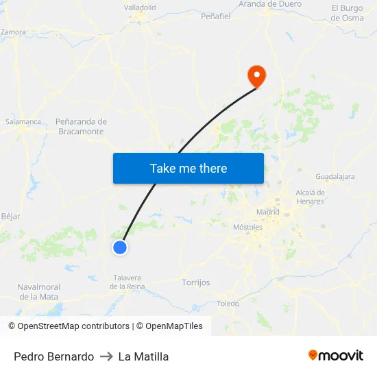 Pedro Bernardo to La Matilla map