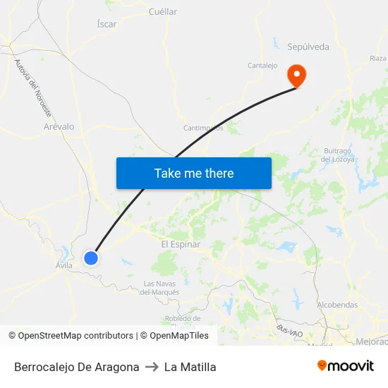 Berrocalejo De Aragona to La Matilla map