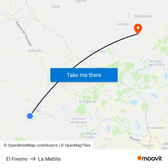 El Fresno to La Matilla map