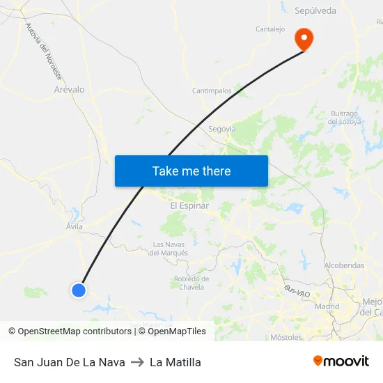 San Juan De La Nava to La Matilla map