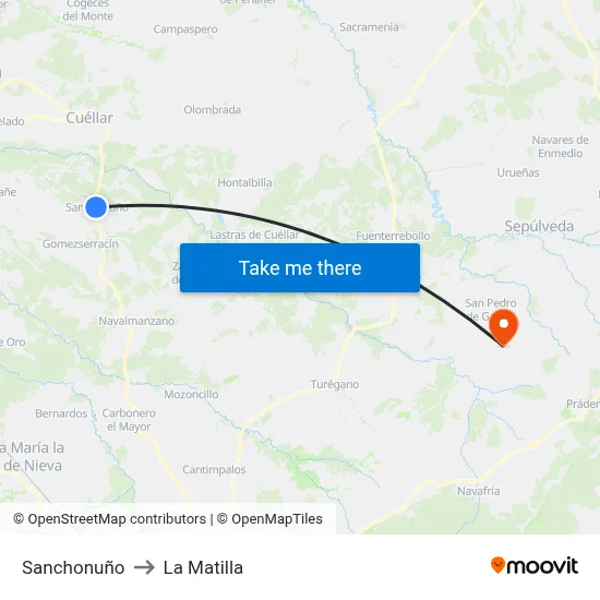 Sanchonuño to La Matilla map