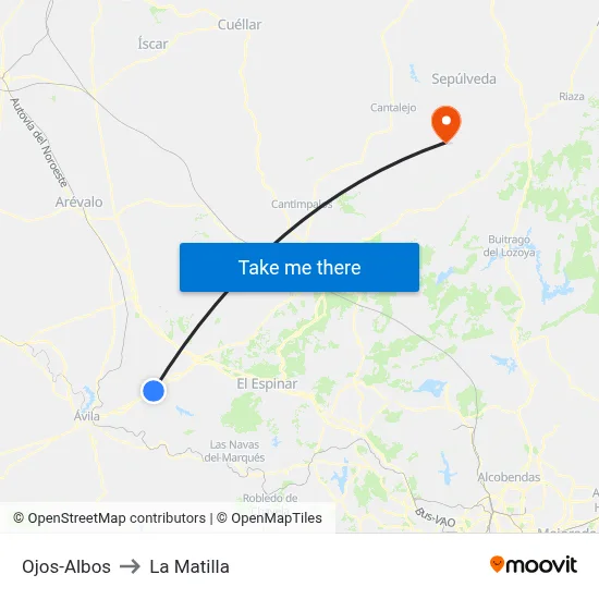 Ojos-Albos to La Matilla map