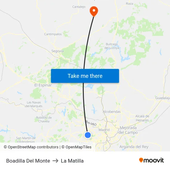 Boadilla Del Monte to La Matilla map