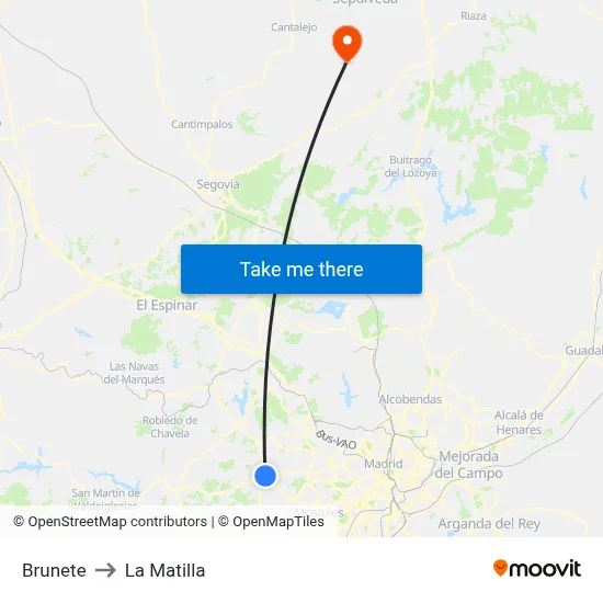Brunete to La Matilla map