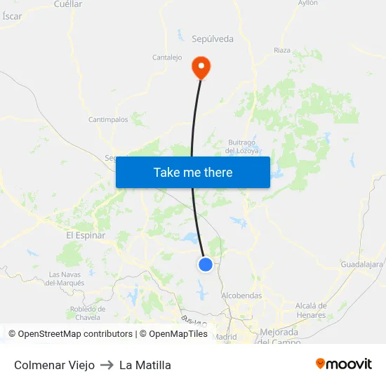 Colmenar Viejo to La Matilla map
