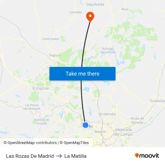 Las Rozas De Madrid to La Matilla map
