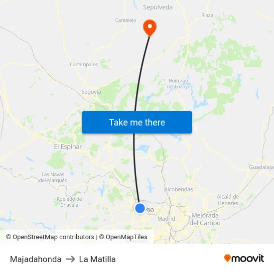 Majadahonda to La Matilla map
