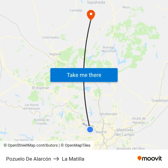 Pozuelo De Alarcón to La Matilla map