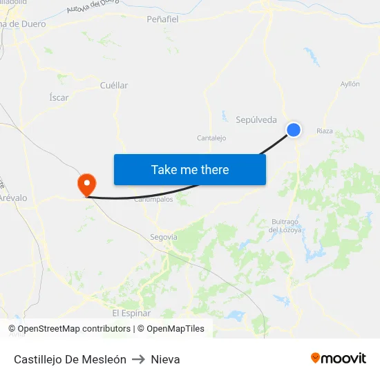Castillejo De Mesleón to Nieva map